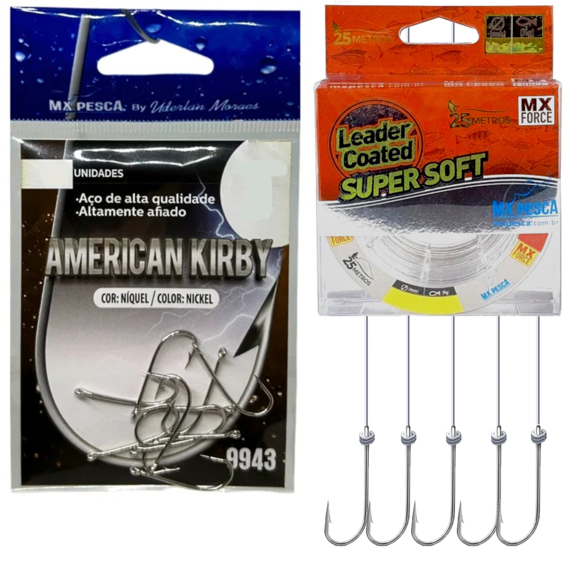 Anzol MX Empatado com Flúor Coated American Kirby - MX Pesca
