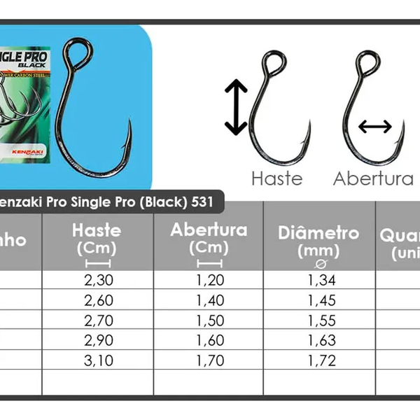 【鯵】 Anzol Japones Kenzaki Single Pro - 04 unidades - Japão